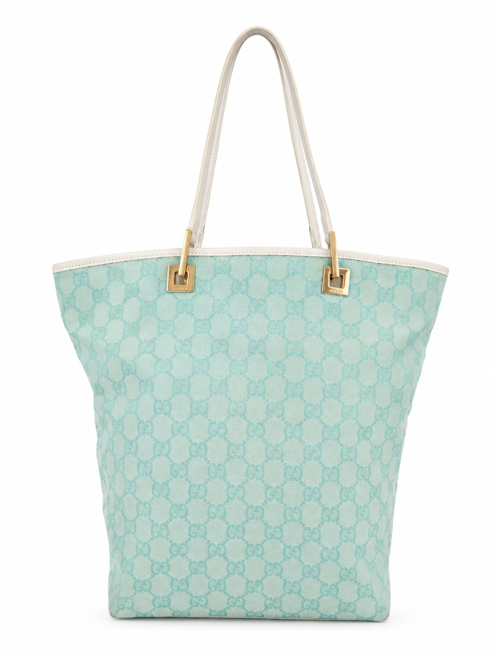 Gucci Mint Green GG Canvas Tote with White Trim - Picture 2 of 10